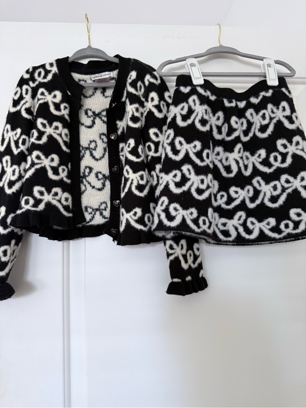 cupcakes & cashmere Black and White Knit Cardigan & Skirt Set